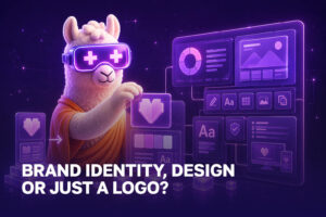 Lama arranging logo, typography, colours and layout within a corporate identity
