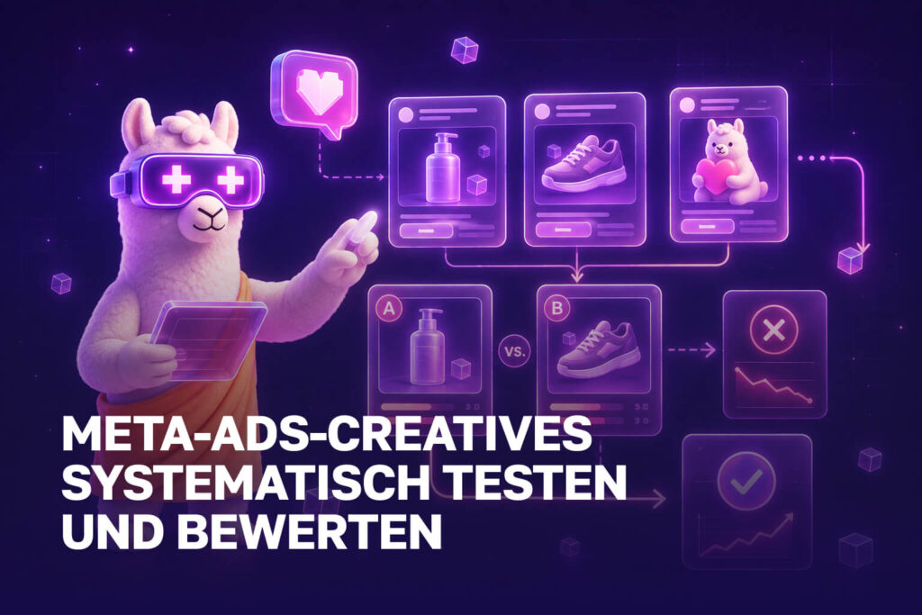 Lama vergleicht Varianten von Meta-Ads-Creatives anhand eines strukturierten Tests