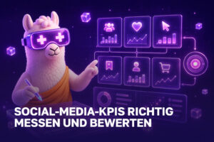 Lama analysiert Social-Media-KPIs für Reichweite, Engagement, Klicks und Conversions