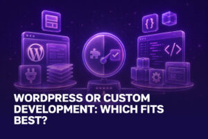 Comparison of WordPress and custom web development with plugins, code and technical modules